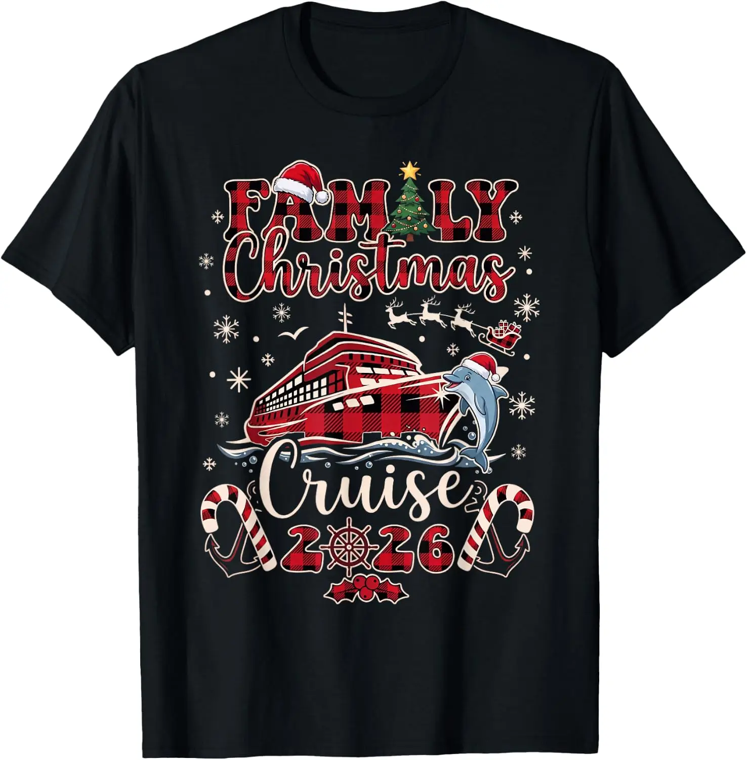 Christmas Cruise 2026 Family Reunion Photo On A Ship T-Shirt vintage style tee  boxy fit tee black graphic tee 100% cotton men