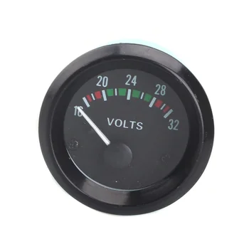 드래곤 게이지 VOLTS 자동차 게이지, 볼트 계량기, 12V 자동 계기 전압계, 블랙 베젤, 2 인치, 52mm, 8 ~ 16V, 16 ~ 32V
