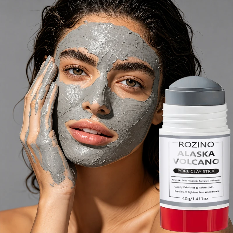 Volcanic Mud Cleansing Stick, Deep and Powerful Cleansing, Volcanic Mud Cleansing Mask Removes Blackheads, Moisturizes Skin Without Drying It Out, Shrinks Pores, Controls Oil, Rotating Portable Design, Easy to Apply, Won'T Get Dirty, Makes Skin Look Healthy and Smooth