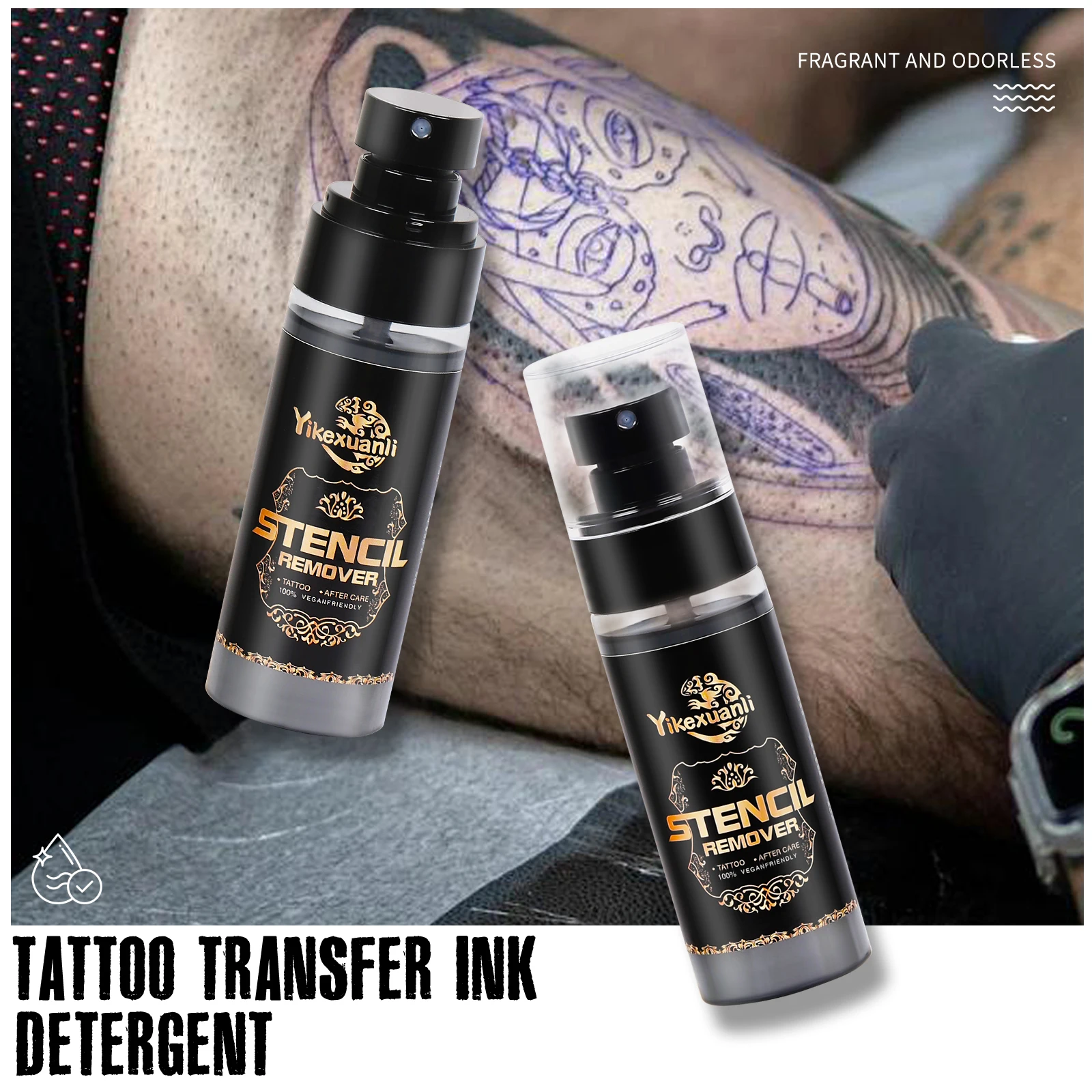 60ml Tattoo Stencil Remover Spray - Fast Cleaning for Transfer Paper, For All Artists