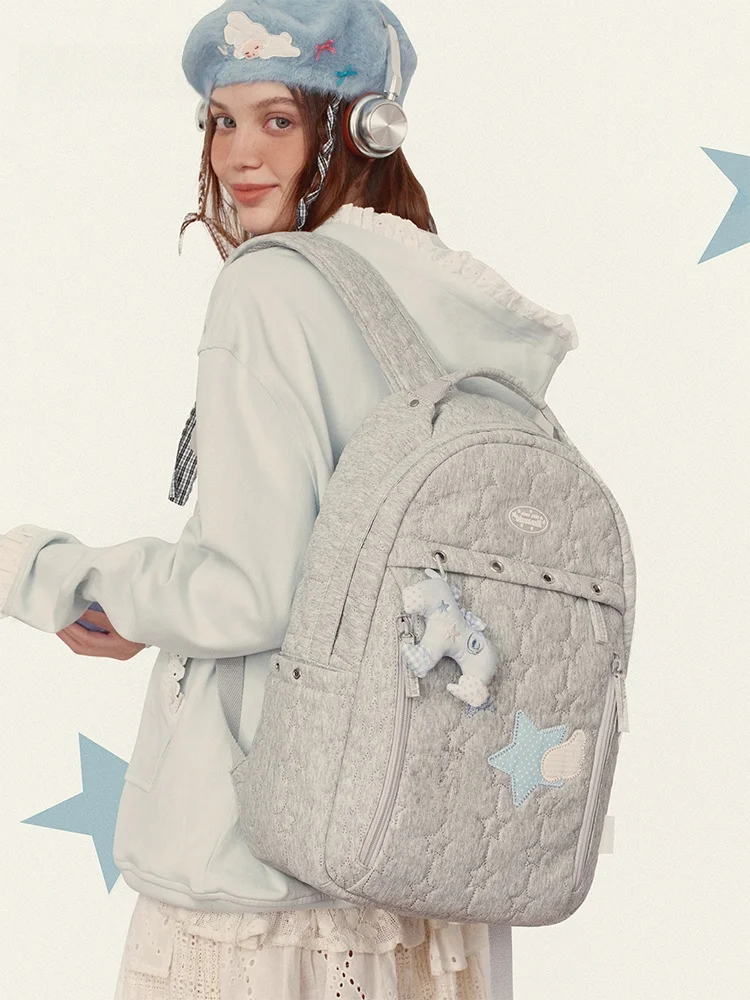 VANWALK Lucky Pony Large Capacity Starry Backpack Women's Travel Student Computer Ins Bookbag Casual Simple Style Dual Layere...