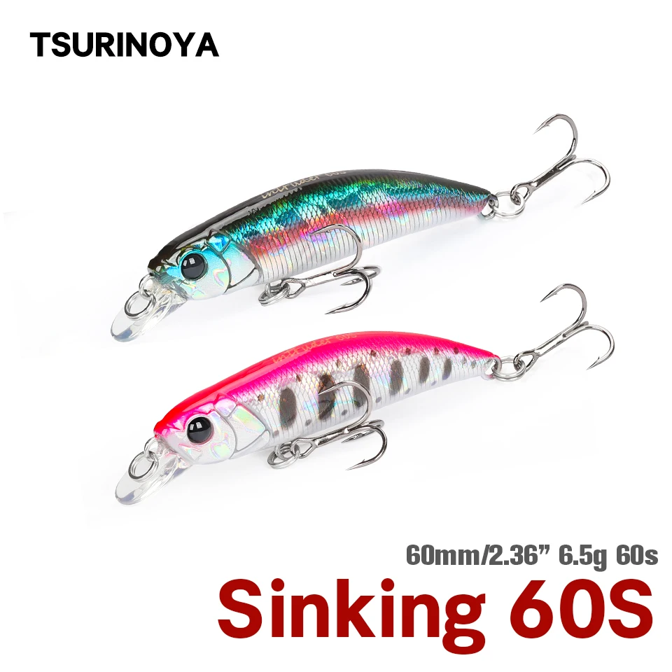 Tsurinoya intruder 60s afundando minnow iscas de pesca jerkbaits peche isca artificial wobbler isca para truta baixo pesca da carpa