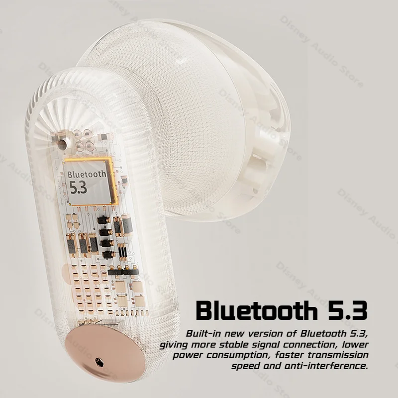 Disney-Écouteurs Bluetooth 5.3 avec lumières absorbe ouissantes, écouteurs sans fil, suppression du bruit, faible latence, casque de jeu, TWS,