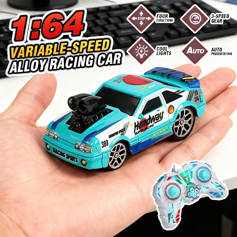 1/64 Mini RC Drift Racing Car Alloy Vehicle Toys 2.4G 4WD High-speed Desktop Remote Control Sports Cars Boy Race Game Xmas Gifts