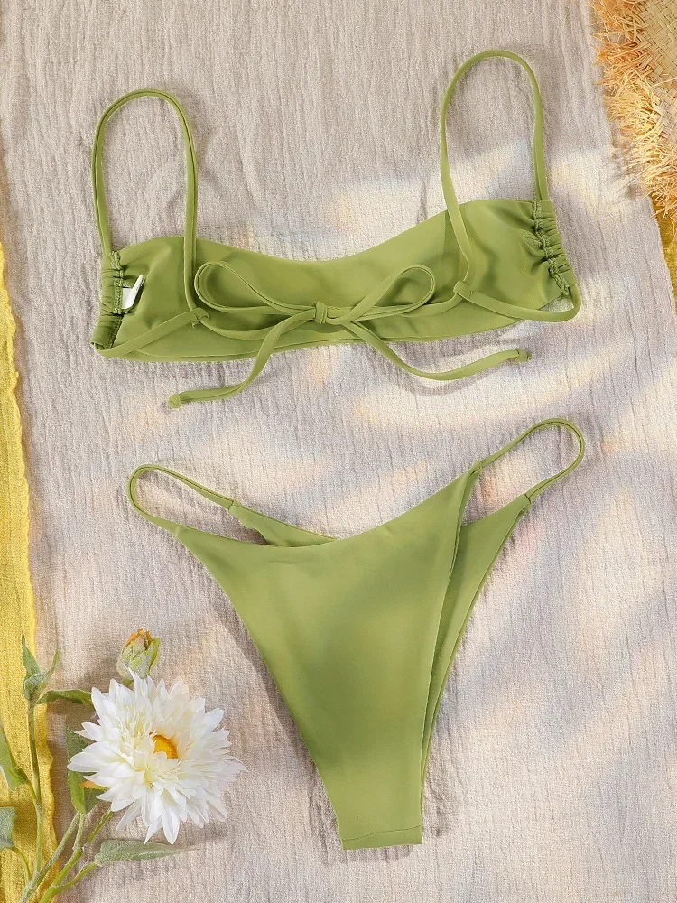 ZRTAK Solid Color Swimwear Low Waist Bikinis Women Beachwear New Swimsuit 2025 Summer Two Pieces Bikini Sets Sexy Woman Biquinis