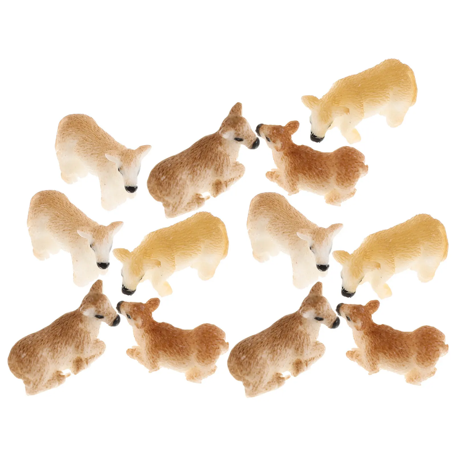 12Pcs Mini Resin Cow Small Garden Animal Decorations Landscape Supplies for Desktop Fairy Garden