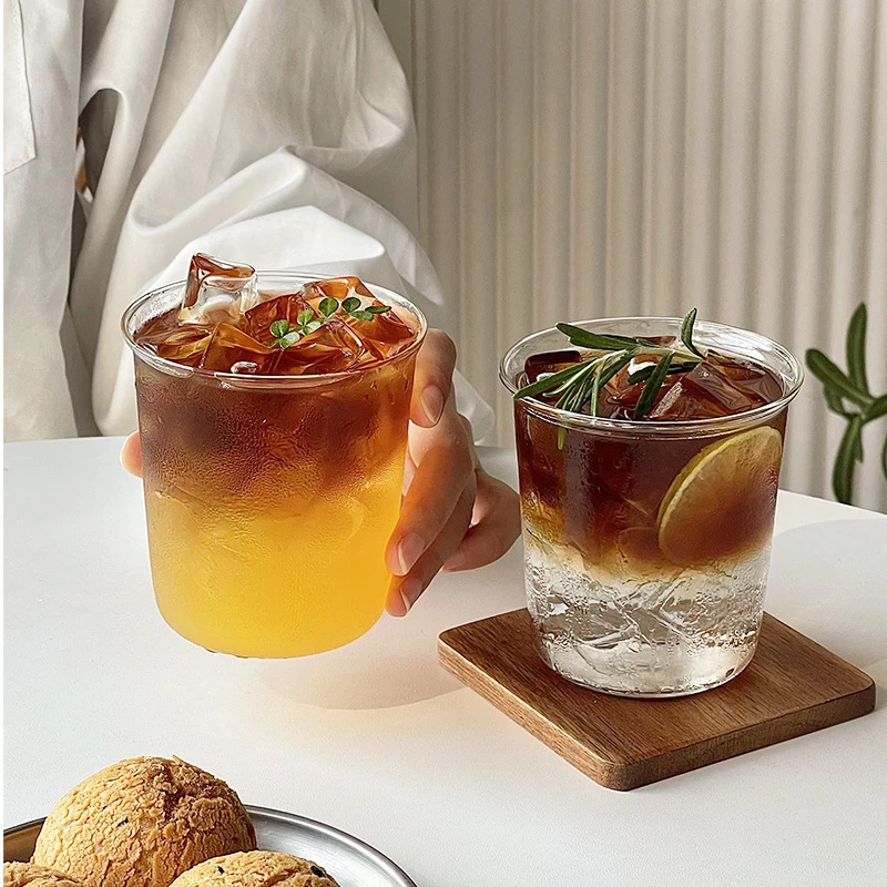 Taza de café de vidrio para el hogar, tazas de Latte rizadas, vasos, jugo, leche, taza Simple, botellas de agua transparentes, cristalería, tazas, cafetera