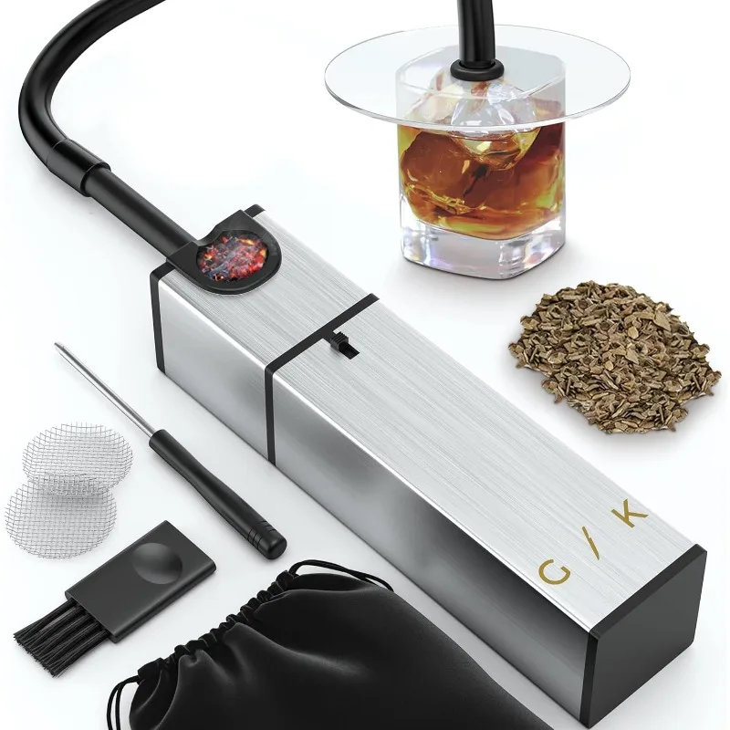 

Cocktail Smoker Kit - Indoor Drink & Food Infuser with Wood Chips | Old Fashioned Whiskey Bourbon Smoker Gift