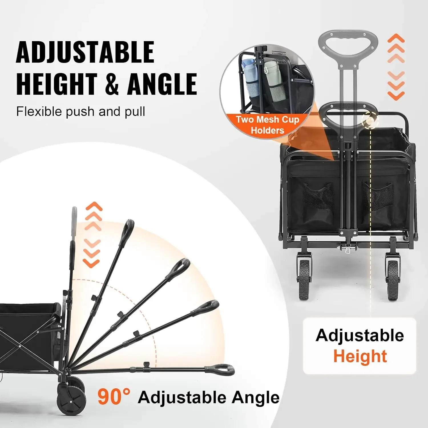 Collapsible Folding Wagon Cart,220lbs Heavy Duty Wagons Carts Foldable with Wheels,Outdoor Portable Garden Cart Utility Wagon