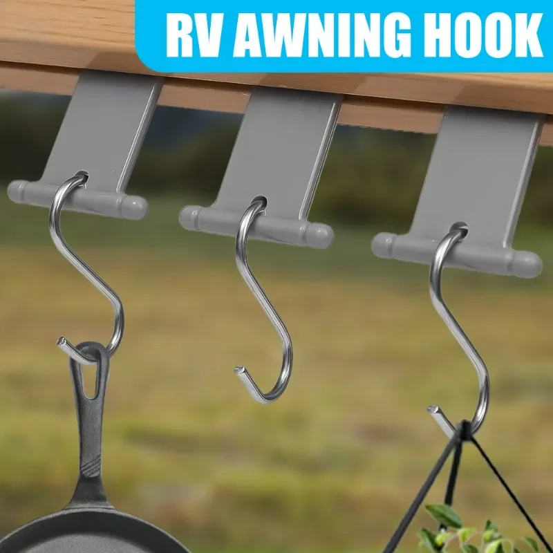 1-10Pcs RV Awning Hooks S-shaped Camping Tent Light Clip Universal RV Tent Awning Hangers Light Hangers RV Sunshade Accessories