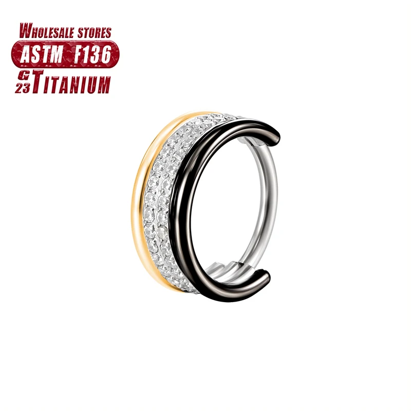 NONE F136 Titan-Nasenring, Implantatqualität, aufklappbare, nahtlose Ohrringe, Clicker-Creolenring für Knorpel, Helix, Rook, Septum, Daith, Tragus 3