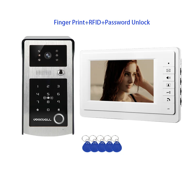 

SmartYIBA 7“ Video Intercom Fingerprint/RFID Unlock For Option Video Door Phone Visual Doorbell System For Home Security