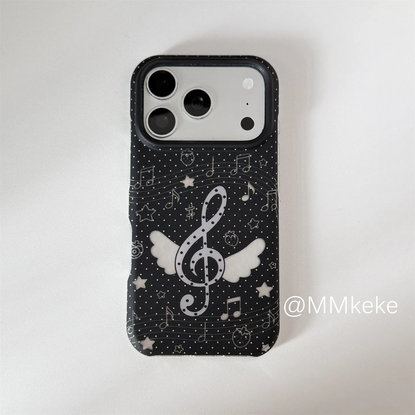 Korean Ins Black Note Wings Dots Y2K Phone Case For iPhone Ultra 18 17 Air 16 15 14 13 12 11 Pro Max 7 8 Plus XR XS MAX Cover