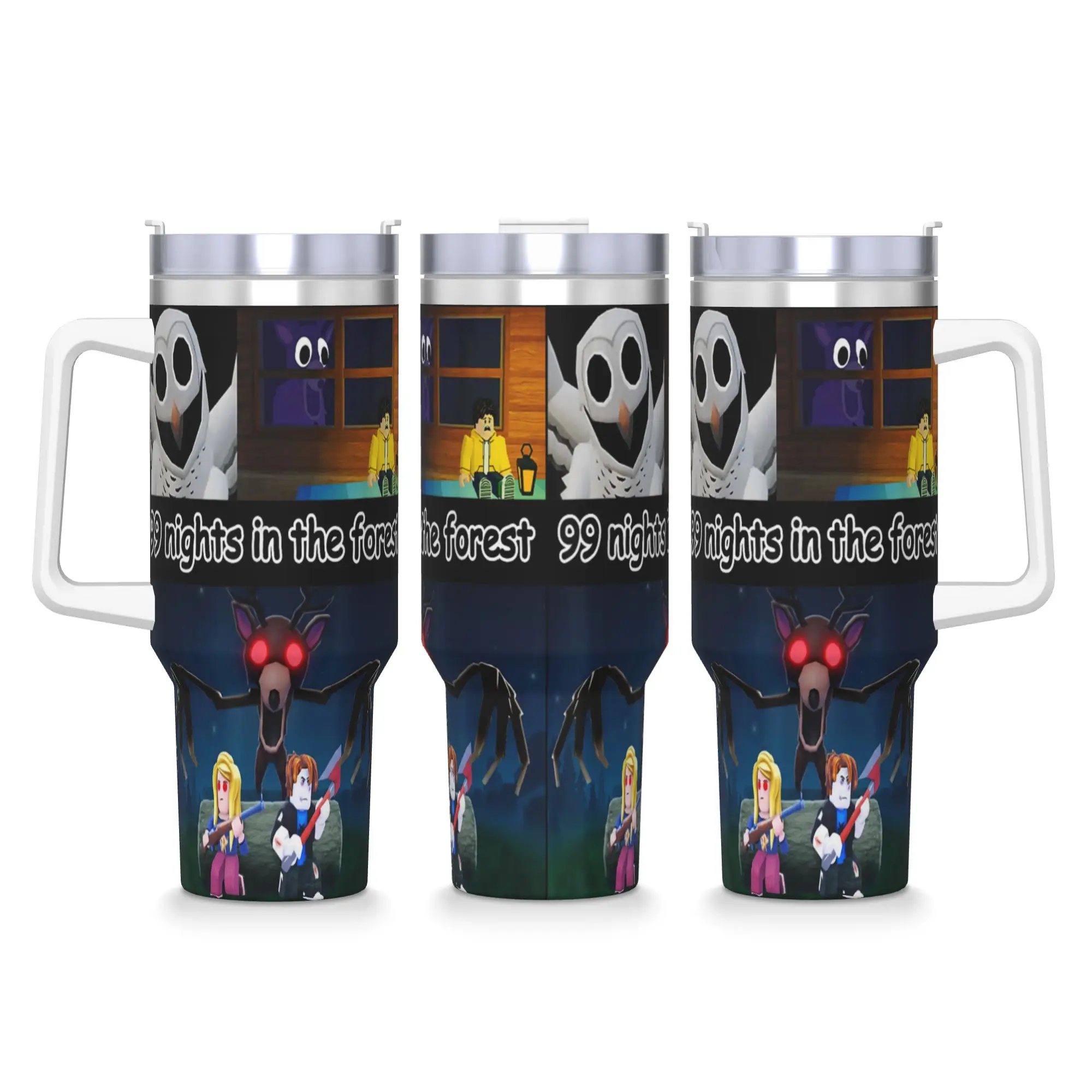 

2025 Game 99 Nights in the Forest Stainless Steel Tumbler Coffee Mug With Straws and Lid Large Capacity Car Mugs Water Bottle