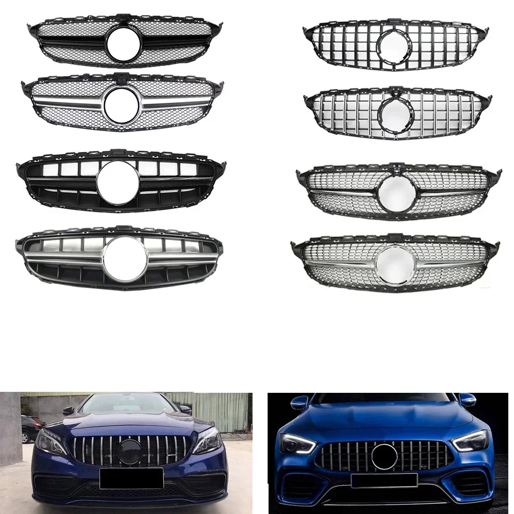 

Front Bumper Racing Grill Billet Grille Cover For Mercedes-Benz W205 C-Class 2015-2021