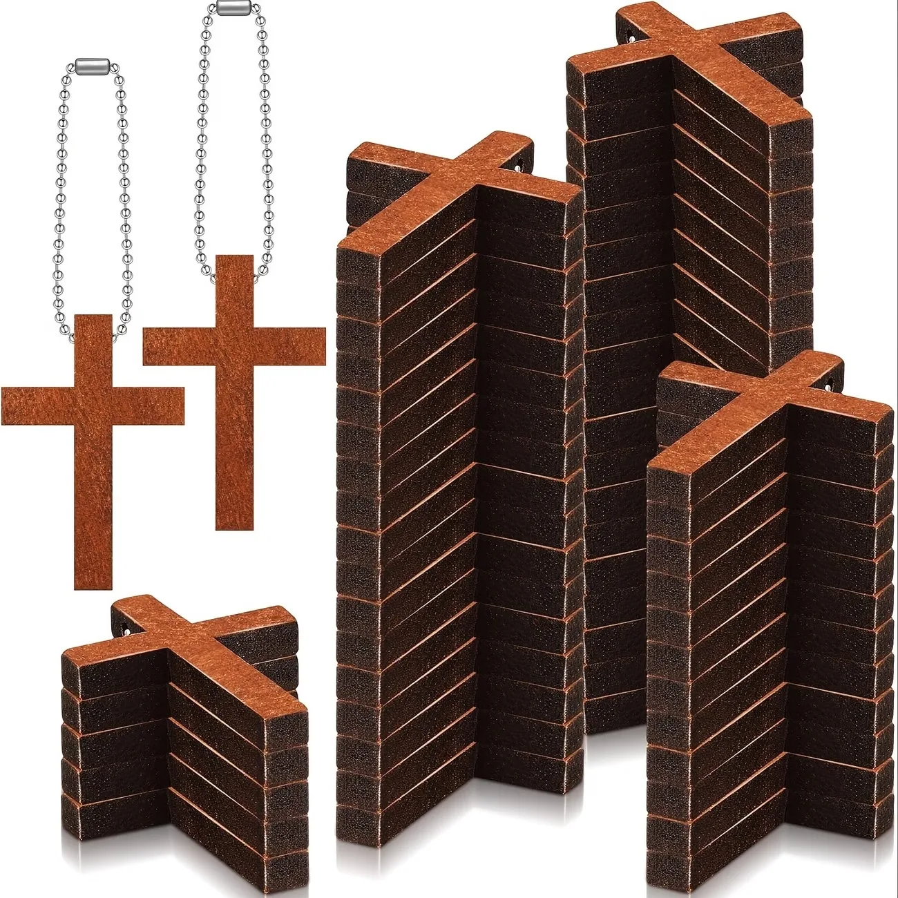 Crosses Charm Pendant Mini Wooden Crosses Charm for DIY Necklace Jewelry Making Hanging Ornament Craft Accessories