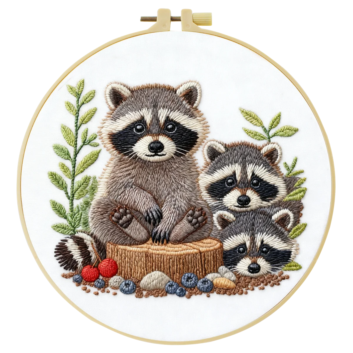 1 Stück 20X20CM/15X15CM 7,87/6,3 Zoll Waschbär-Stickerei-Starter-Kit DIY-Kit DIY-Stickerei-Set Handarbeiten Nadelkunst Heimdekoration – Detail 2