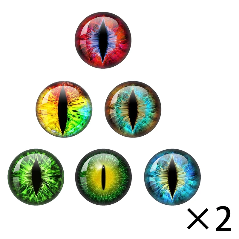 Kaboszony ze szklanymi oczami Okrągłe 10MM-40MM Okrągła kopuła Dragon Eye Dragon Cat Eye Zabawki DIY Biżuteria Akcesoria MIX Pupil Eye Cameo