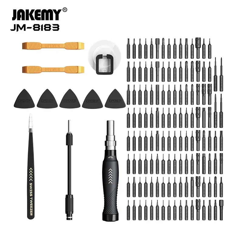 JAKEMY 145 in 1 Screwdriver Set Magnetic Hex Phillips Trox CR-V Bits Mobile Phone Tablet Professional Repair Tools Kit JM-8183