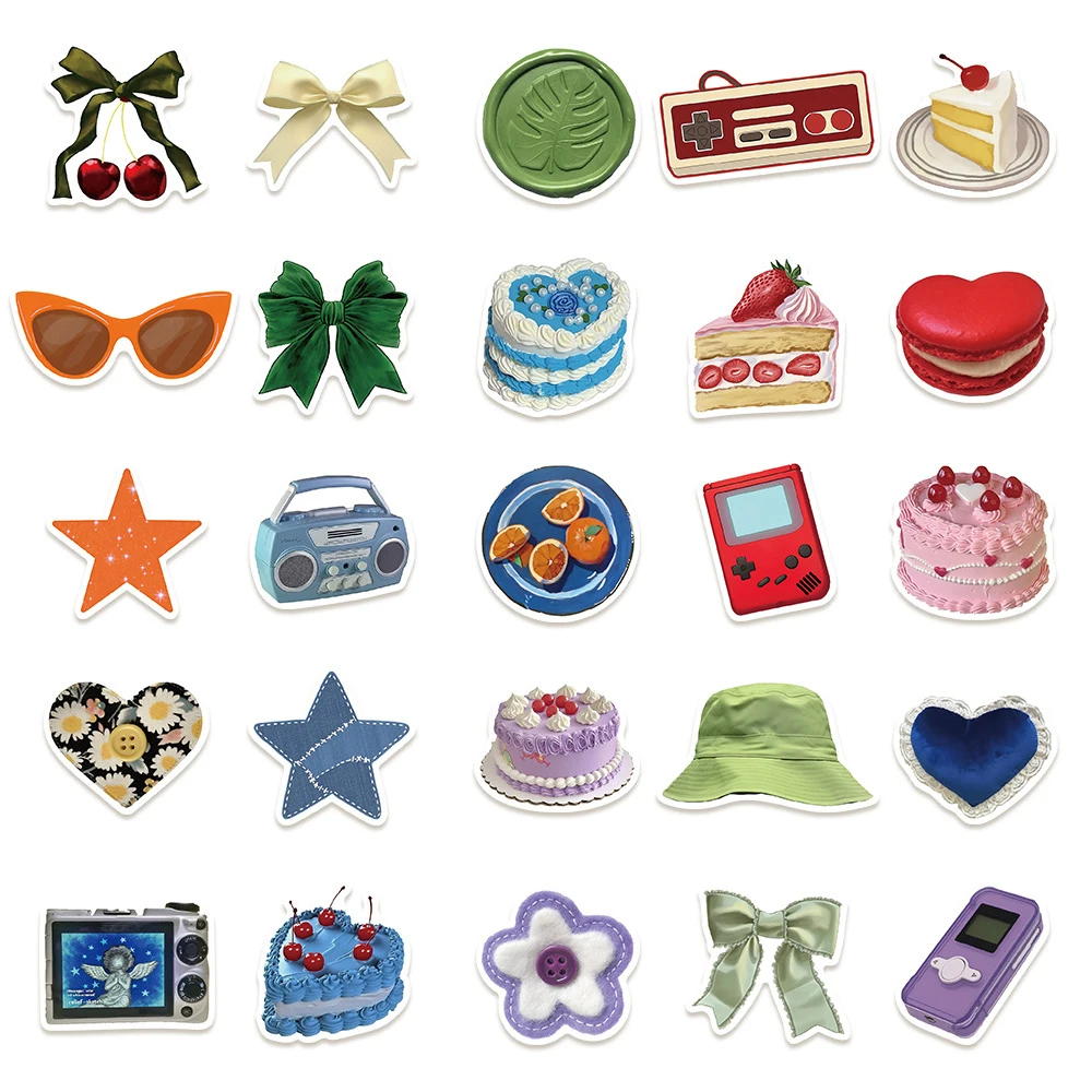

10/30/50pcs Cute Creative Ins Style Pattern Stickers Aesthetic Art Decals Scrapbooking Luggage Phone Sticker Decoration Supplies