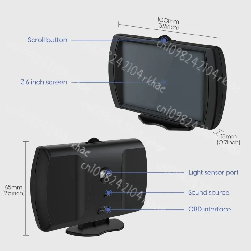 Off road inclinometer, speedometer, travel meter, safety alarm, multifunctional HUD head up display