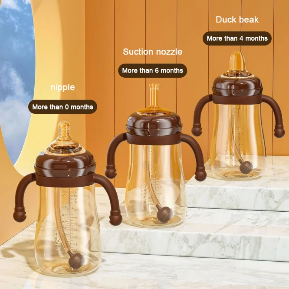 

180/240/300ML Baby Bottle Toddler Baby Feeding Bottle with Handle Milk Anti-Choking Nipple Bottle Newborn Infant Cup