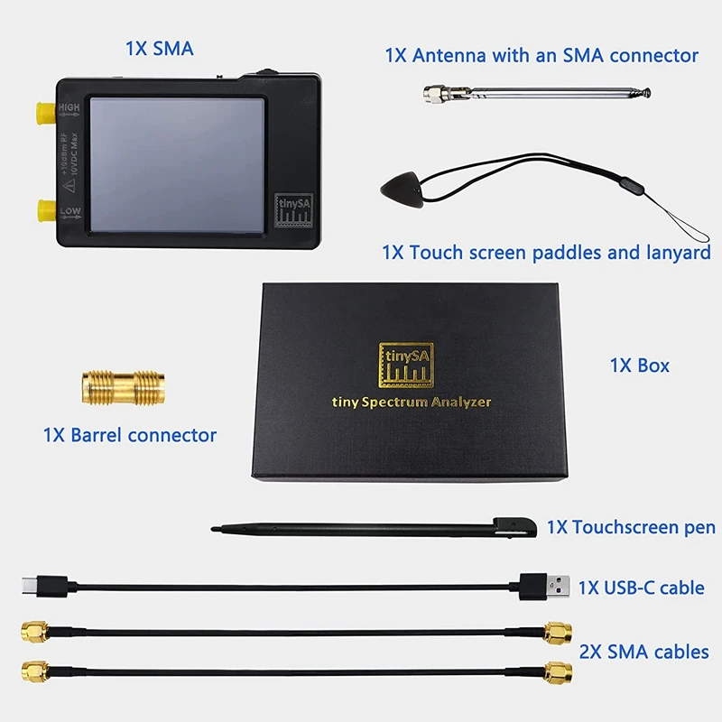 Upgraded Tinysa Spectrum Analyzer,MF/HF/VHF UHF Input For 0.1MHZ-350MHZ And UHF Input For 240MHZ-960MHZ,Signal Generator