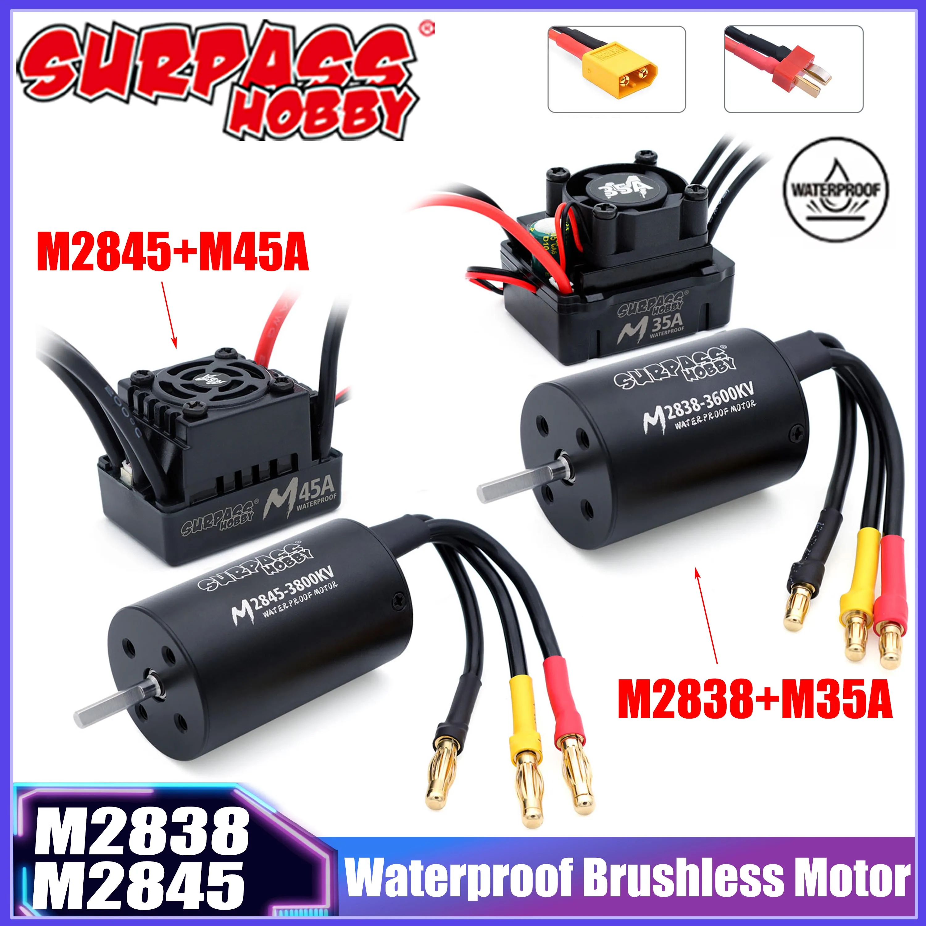

SURPASS HOBBY M2838 M2845 Водонепроницаемый бесщеточный двигатель с M35A M45A ESC Combo для 1/12 1/14 1/16 RC Car Crawler Boat Toys Wtloys