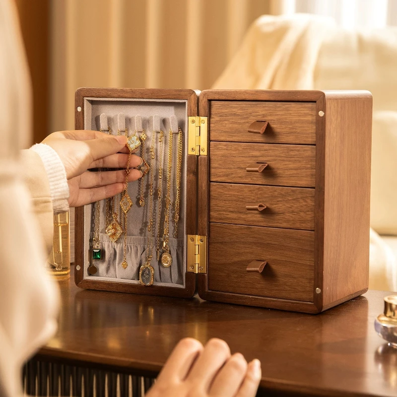 

Storage box High-end exquisite jewelry solid wood necklace box Earrings bracelet jewelry Anti-oxidation