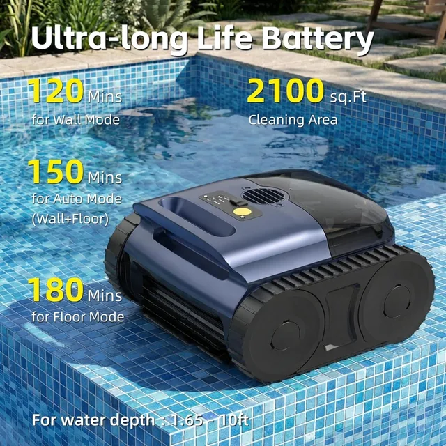 home.Cordless Pool Vacuum Robot for Inground Above Ground Pools Smart Navigation Self-Parking 1