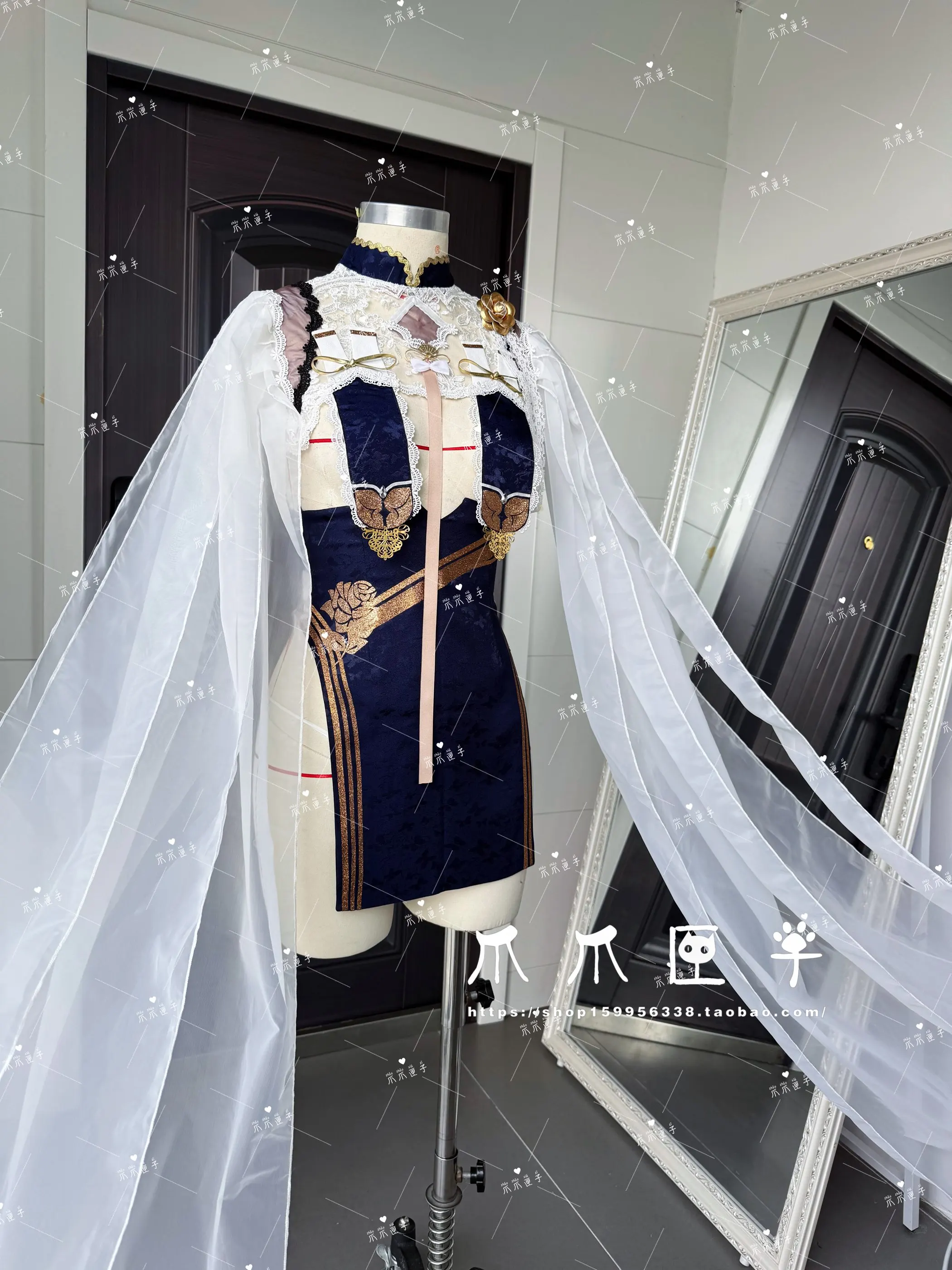Anime Cosplay In Chinese - ชุดคอสเพลย์อนิเมะ Azur Lane สีฟ้าซิเรียส คลื่นทะเลและเมฆใส ชุดกี่เพ้าสไตล์จีนสุดงดงาม