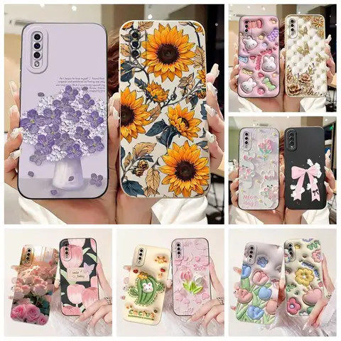 Para Samsung Galaxy A30S Funda SM-A307F nueva moda flor Bowknot Funda protectora de silicona suave para Samsung A50 A50S Funda