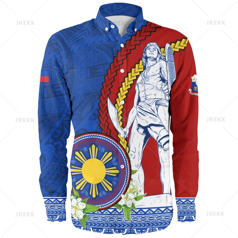 

Small Size 3D Proud To Be Philippines Printing Long Sleeve Shirts Men Philippines Ethnic Patterns Graphic Shirts & Blouses Tops