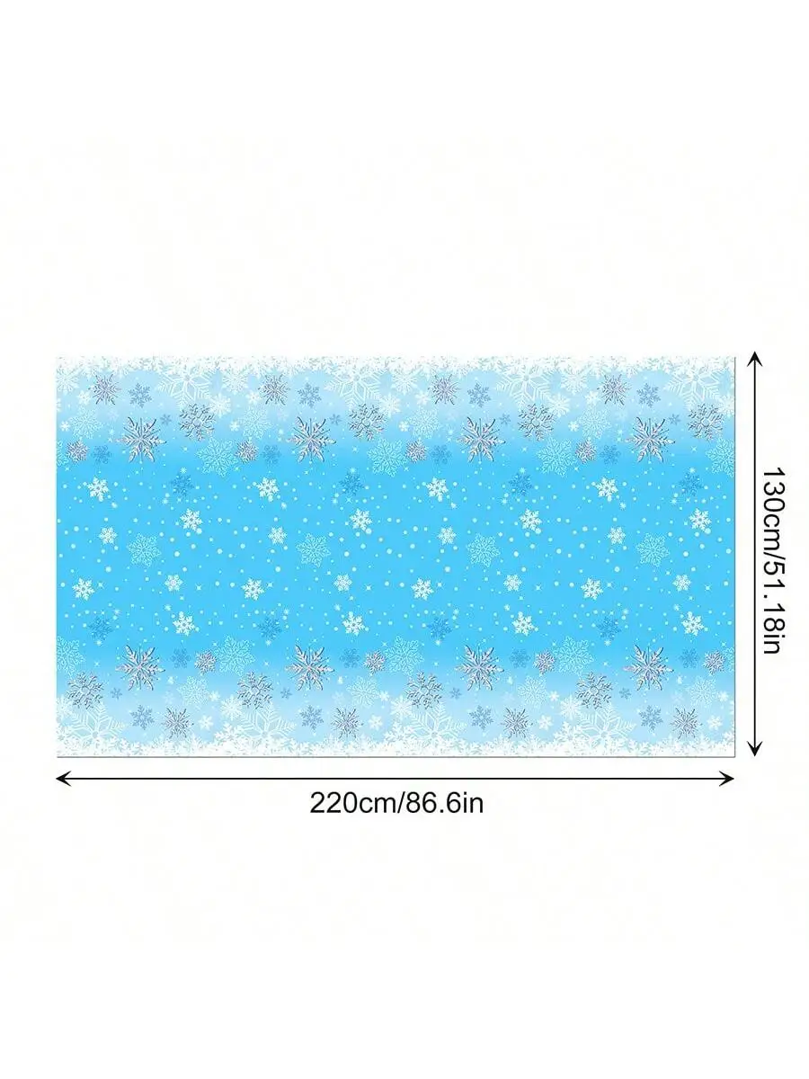 1pcs 130*220cm Thickened PE Blue Snowflake Tablecloth for Frozen Birthday Snow Queen Christmas Day Party Decorations Supplies