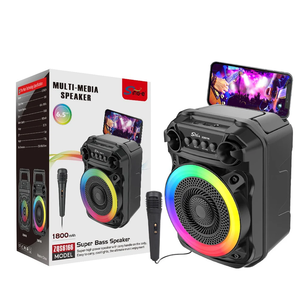 BT Speaker Stereo Sound Karaoke Speaker RGB Lights Outdoor Speaker with Microphone Suitable for Home Theater Outdoor Dance Party