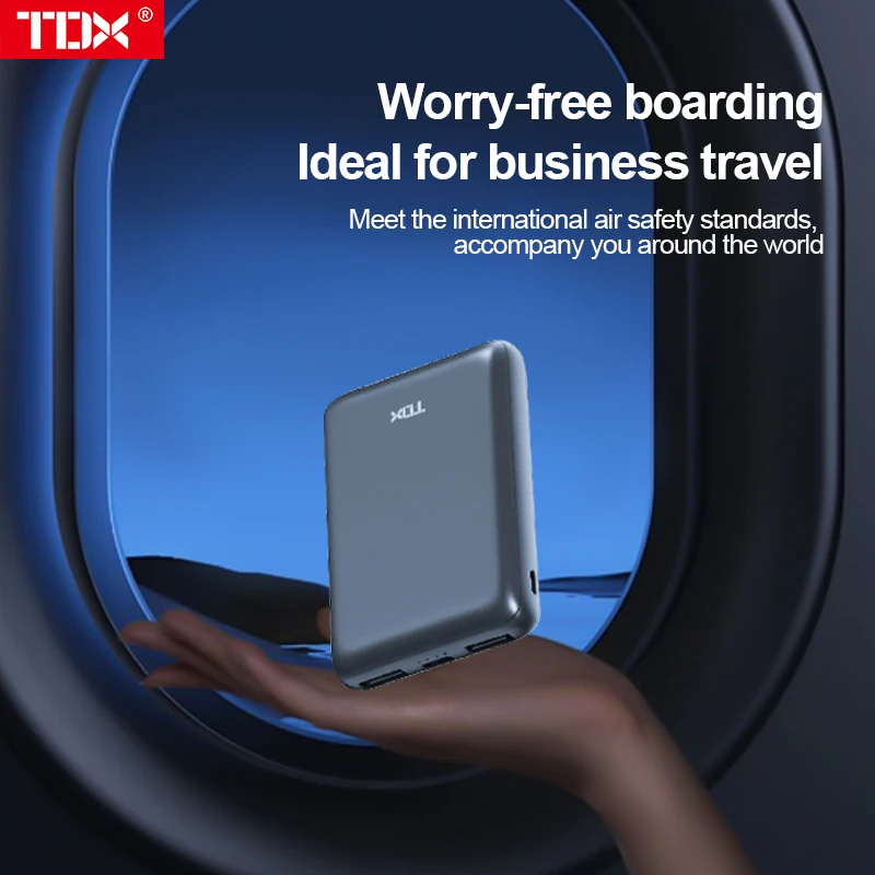 بنك طاقة صغير للشحن السريع من TDX ، إصدار الهاتف المحمول ، جيب USB محمول للغاية ، سعة كبيرة ، بطارية خارجية