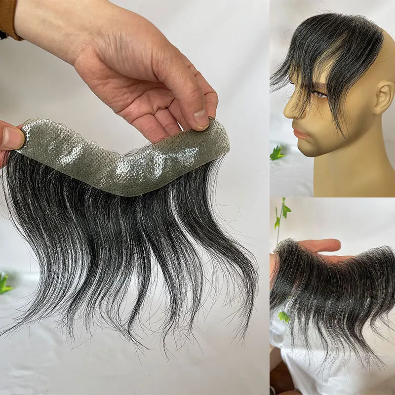 4x18CM Skin PU Toupee Man Front Hairine V Style Human Hair Wigs For Men 100% Human Remy Hairpiece System High Quality Men Wigs