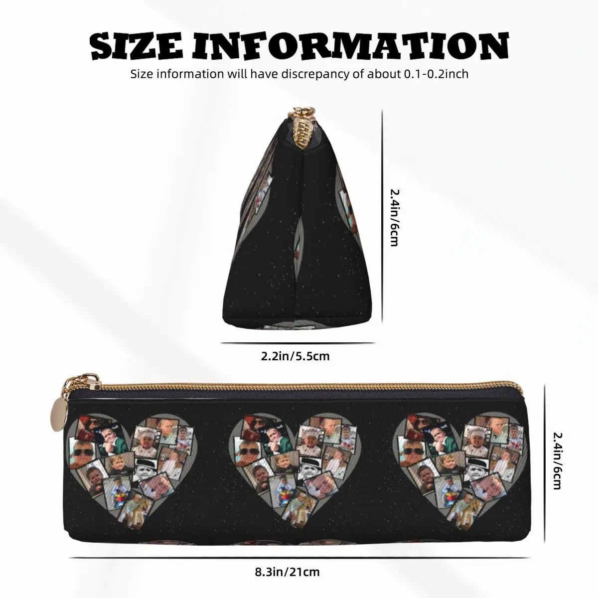 Hasbulla Magomedov القلب الكولاج مقلمة الحقيبة قلم رصاص تخزين لوازم مكتبية صندوق القلم حقيبة أقلام رصاص لهدايا صبي فتاة