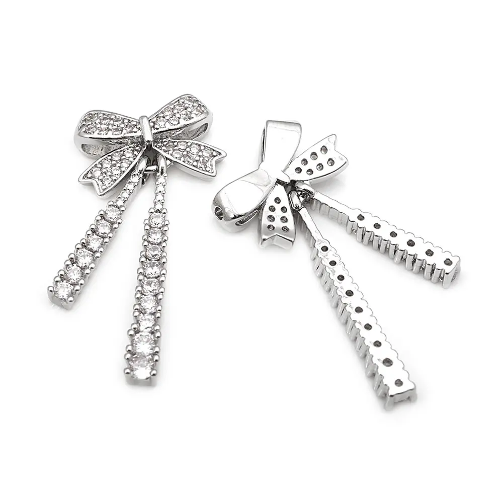 4PCS Brass Zircon 2 Holes Bow-knot Connect Charms Pendants Necklace Earrings Diy Jewelry Accessories Rosediy official-website