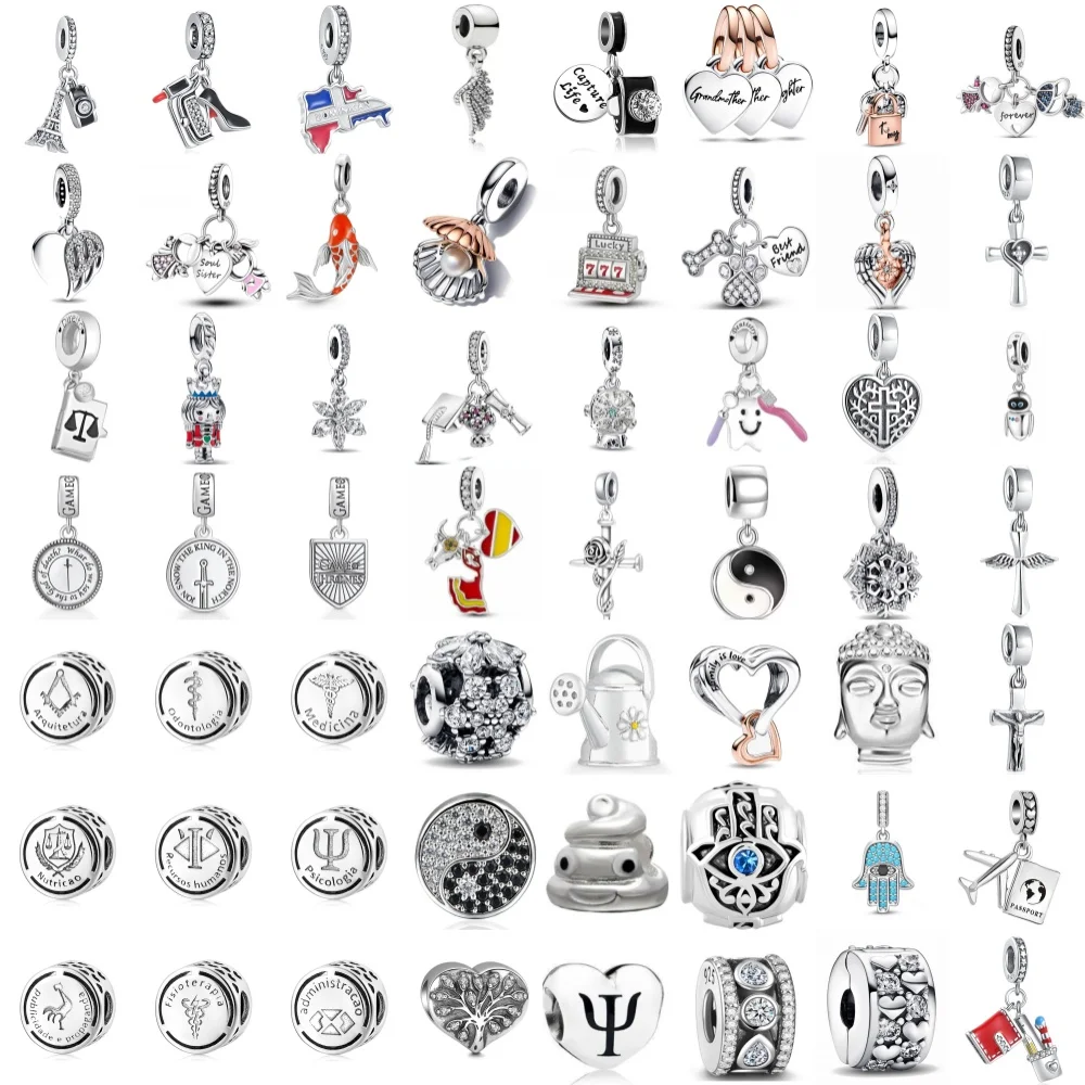 

2025High Quality S925 Silver Lipstick High Heels Tower Camera Pendant Suitable For Original Bracelets DIY High-End Charm Jewelry