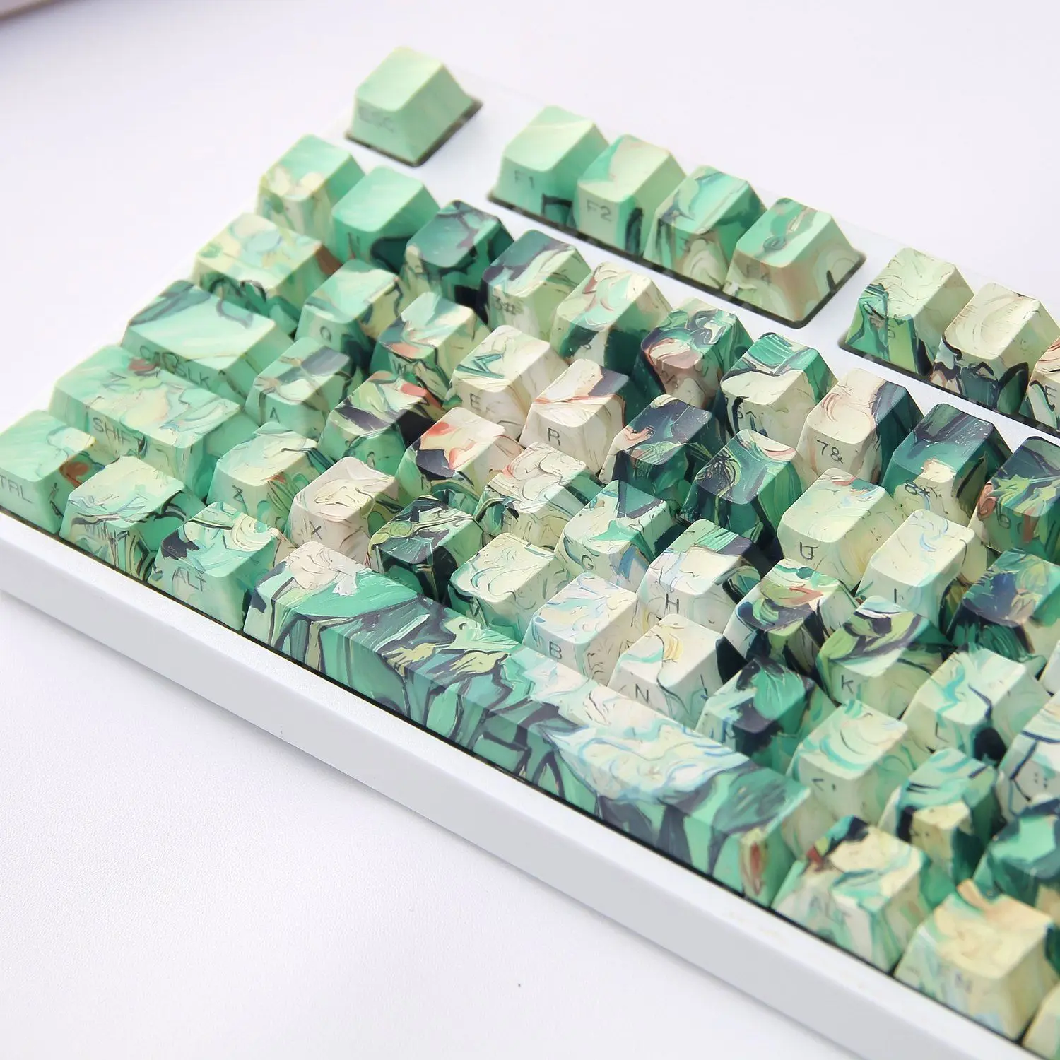 120 Key White Rose Theme Keys Cap Cute Keycaps PBT CHREEY Profile for ANSI Mechanical Keyboard Made68 Mad68 Wooting 60