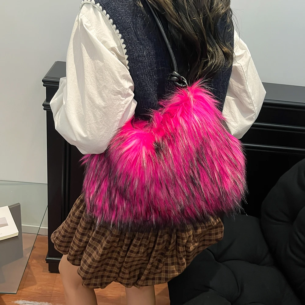 Autumn Winter Delicate Plush Bag Women's Casual All-Match Soft Zipper One Shoulder Bags High Grade Commute Crossbody Packs