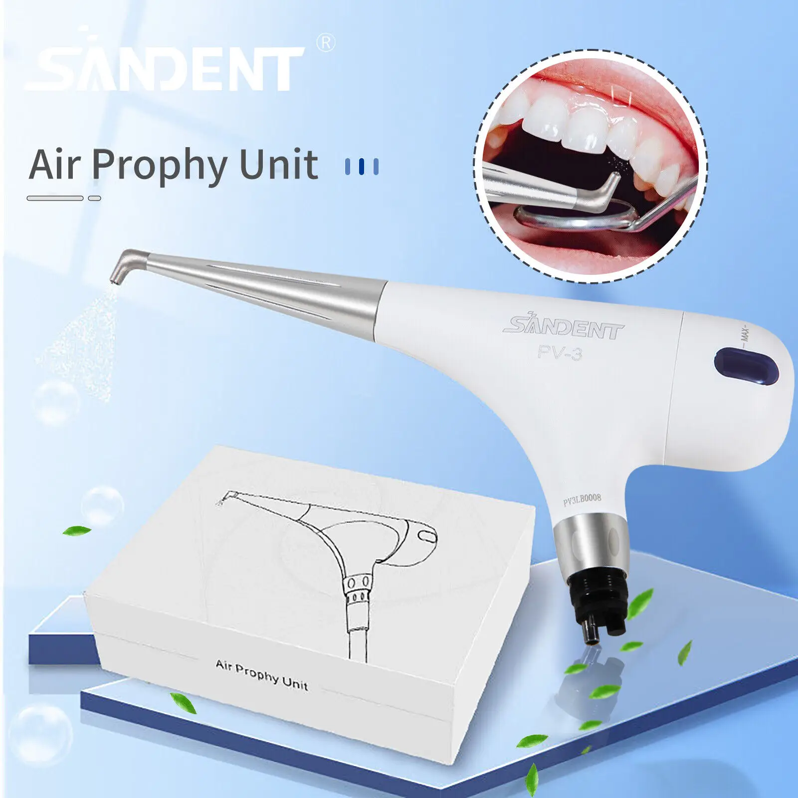 Dental 4 Holes Jet Air Flow Polishing Polisher Handpiece Hygiene Prophy White Color