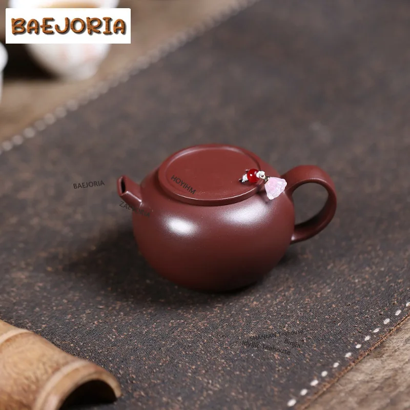 BAEJORIA 110ml Authentic Yixing Purple Clay Teapot Artists Handmade Flush Cover Pot Raw Ore Purple  Mud Kettle Zisha Teaset