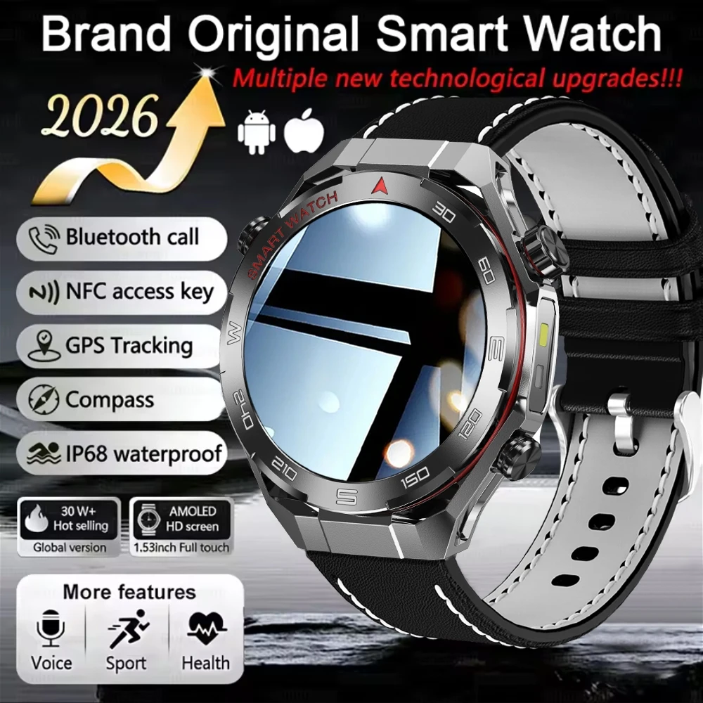 2026 New Watch 6 Ultra Smart Watch Men Heart Rate Health Monitoring Altitude Barometric Pressure LED Flashlight Smartwatch Men