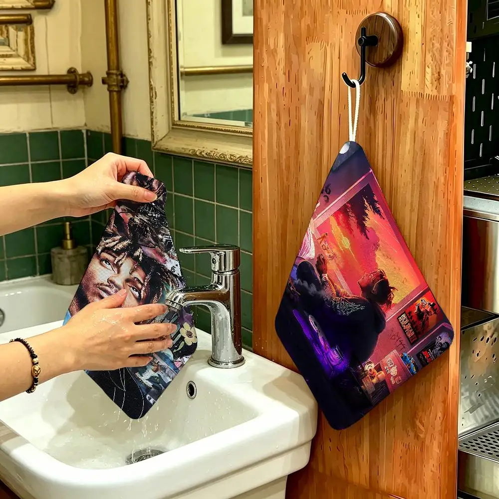 J-Juice Wrld Rapper Polyester Cotton Hand Wiping Towel with Hanging Loop, Lightweight for Home and Commercial Use