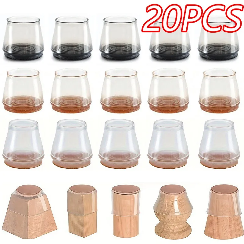 20/6pcs Chair Leg Caps Silicone Feet Protector Pads Furniture Table Covers Socks Plugs Cover Furniture Leveling Feet Home Decor