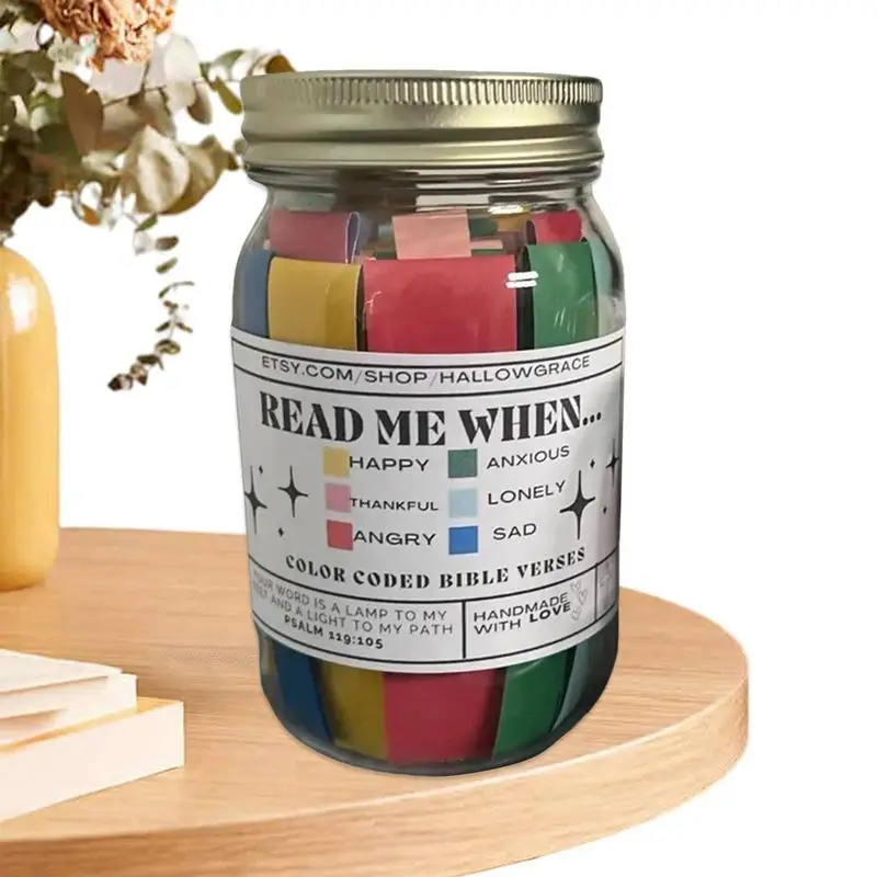 Christmas Gifts Get Well Soon The New Bible Verses Jar For Emotions And Feelings VIP Link Jesus Scripture Jar Color Coded Cards