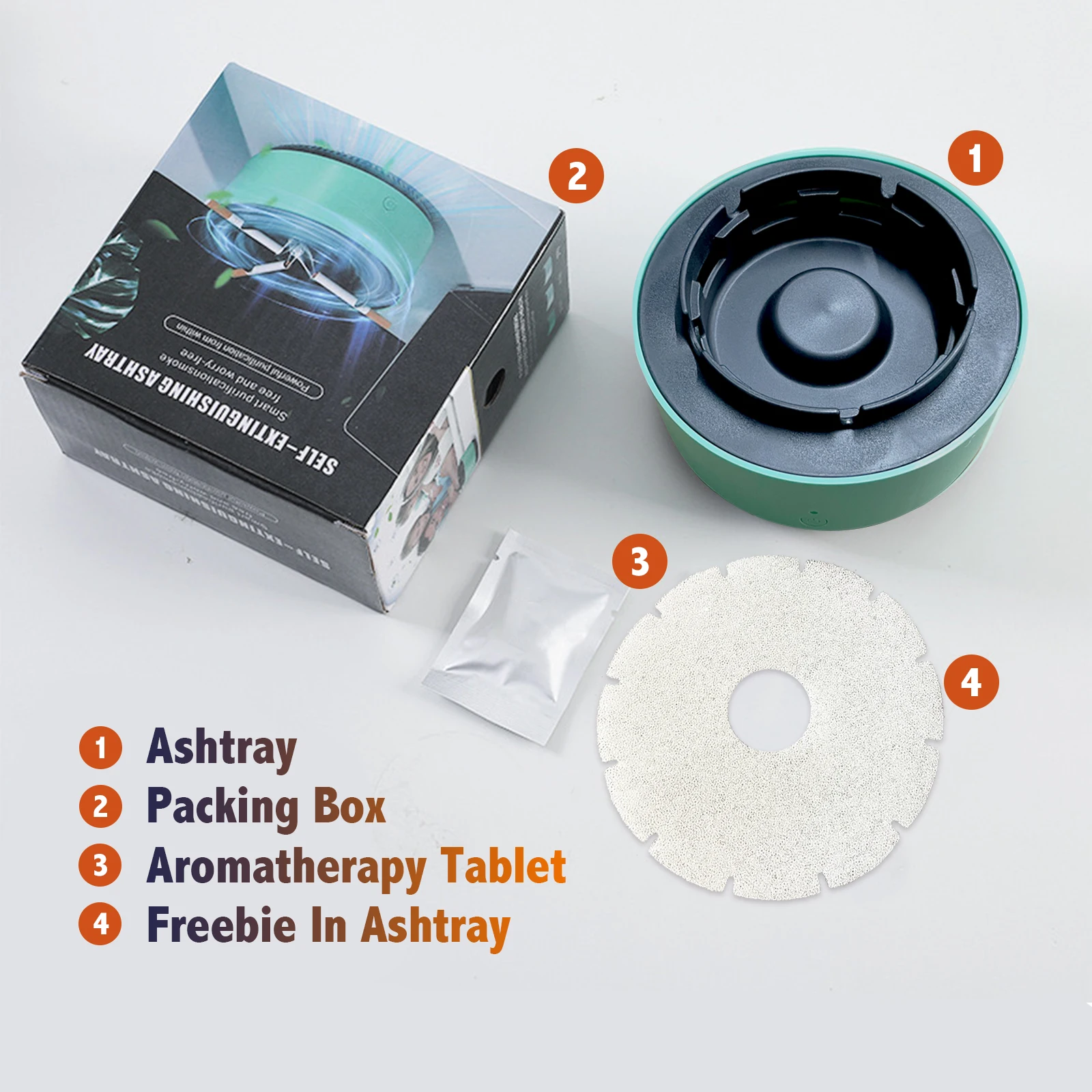 360° Surround Suction Intelligent Air Purification Ashtray, Indoor Household Intelligent Ashtray, Smart Cigarette Ashtray Air Pu