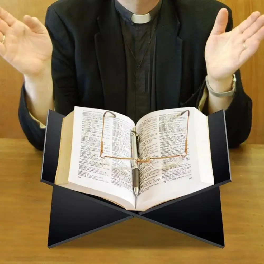 

Portable Acrylic Book Display Stand Transparent/Black X Shape Cookbook Stand DIY Recipe Stand The Quran
